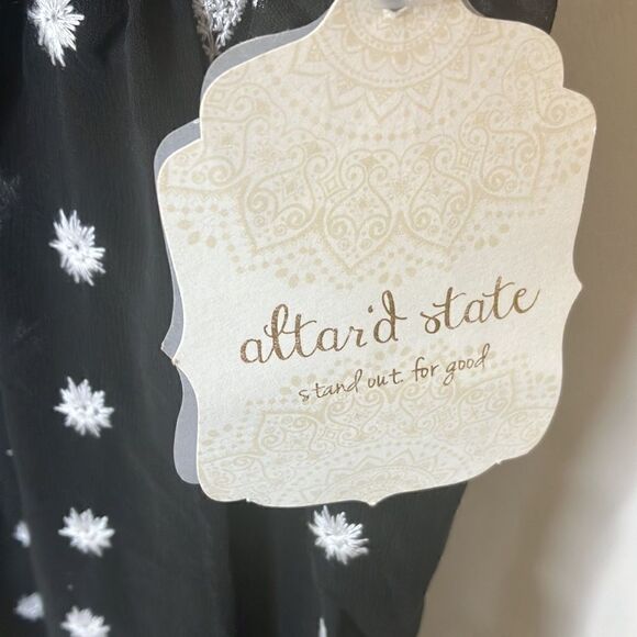 NWT ALTAR’D STATE S Preppy Embroidered Black Sheer Babydoll Dress - Picture 5 of 12